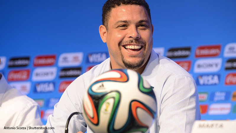 Ronaldo smiling at press conference