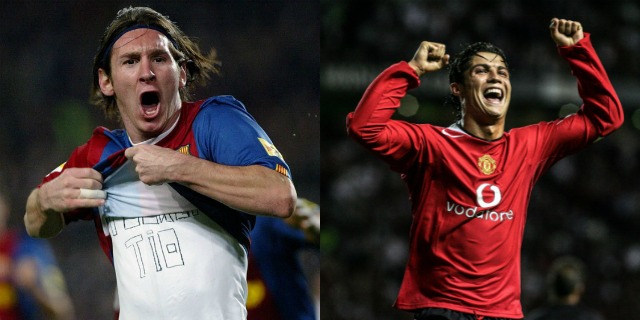 Lionel Messi and Cristiano Ronaldo age 20