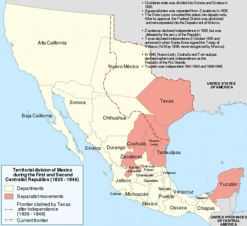 1836 Mexico map