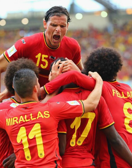 Belgium celebrates their victory over France
