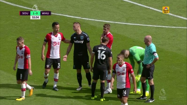 Marko Arnautovic Red Card - Arnautovic seeks sympathy from Southampton player