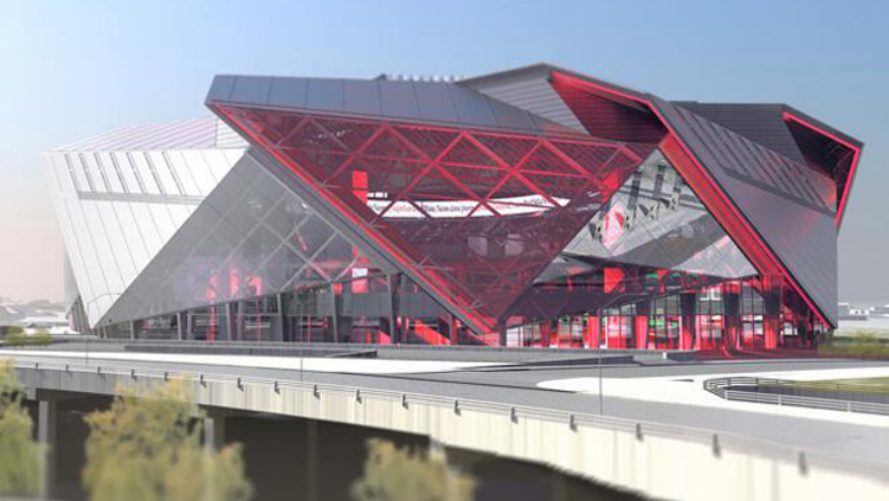 A schematic of the new stadium in Atlanta that will be home to the Falcons and the new MLS franchise