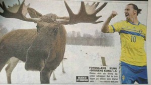 Zlatan with the moose he supposedly killed