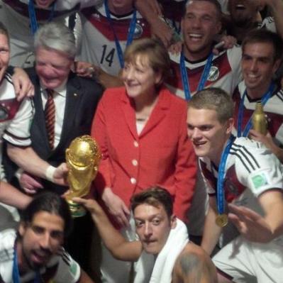 Angela Merkel and the German team