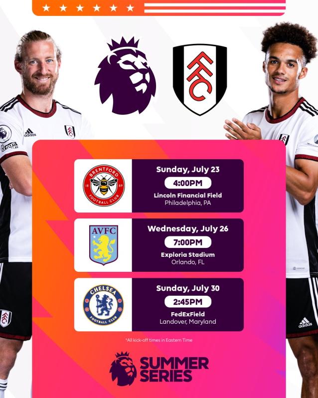 Premier League Summer Series USA 2023 schedule, stadiums and locations