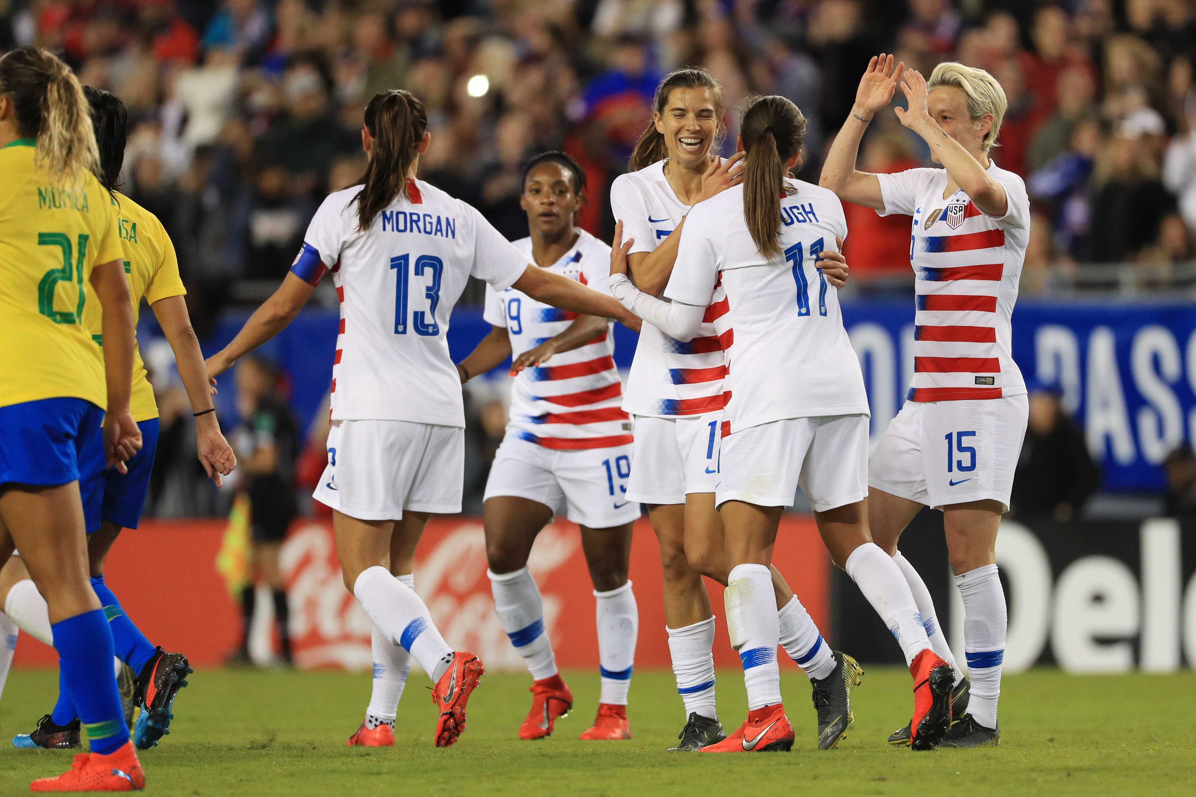 The USWNT beat Brazil 1-0 to conclude the SheBelieves Cup; England beat Jap...