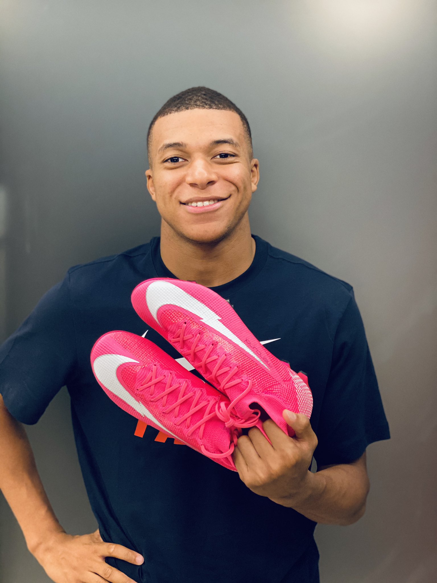 pink mbappe boots
