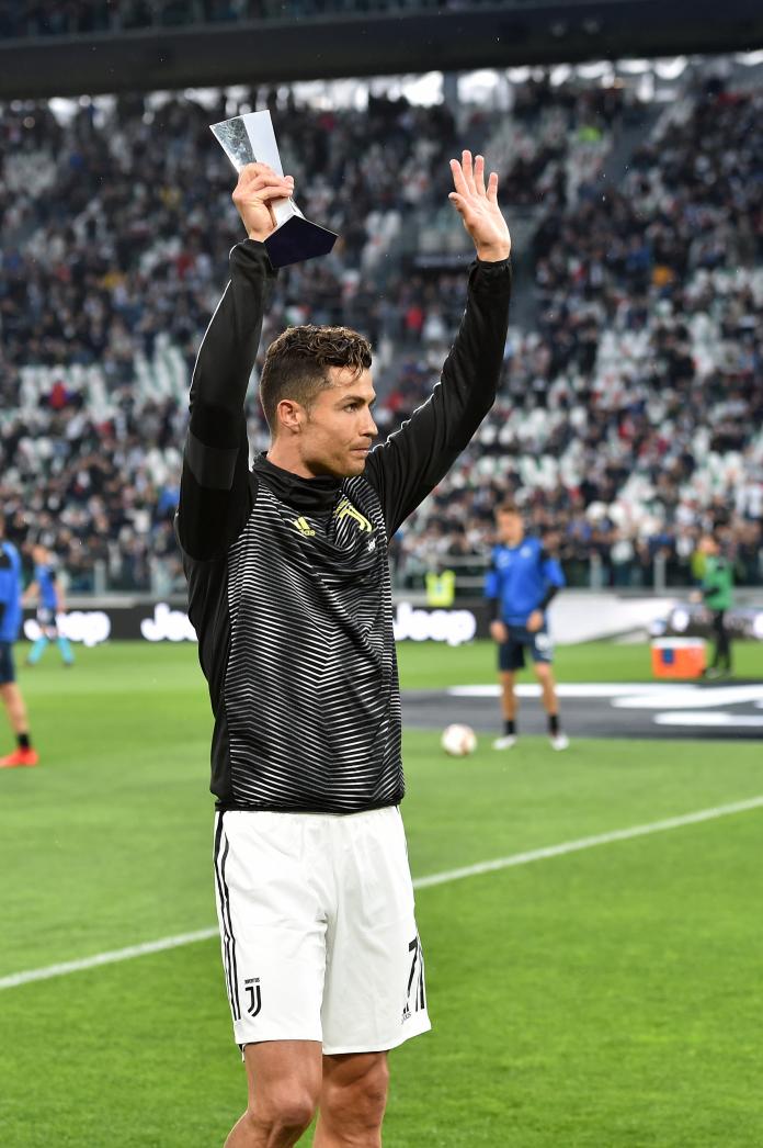 Cristiano Ronaldo Receives Serie A Player Of The Year Trophy