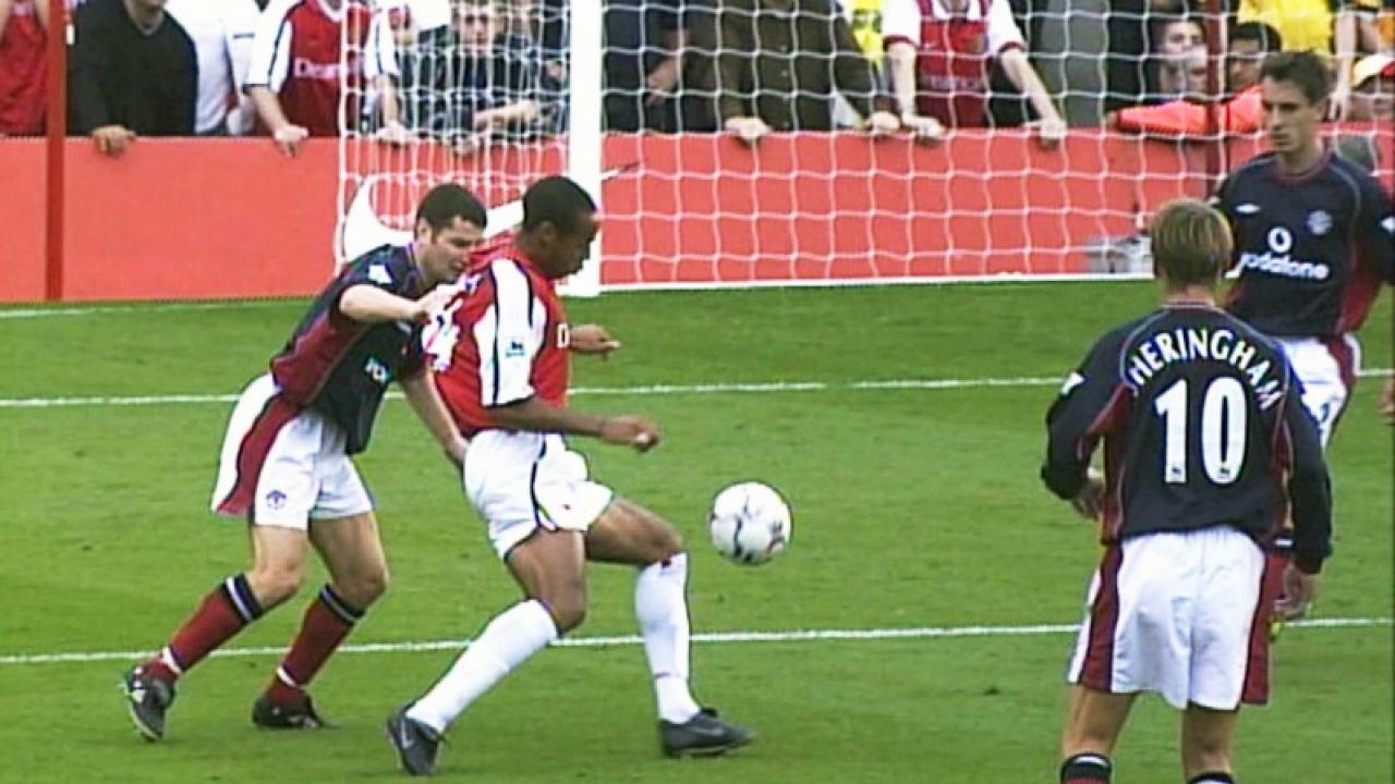 Thierry Henry moments before his wonder goal Henry flicks the ball up before his volley