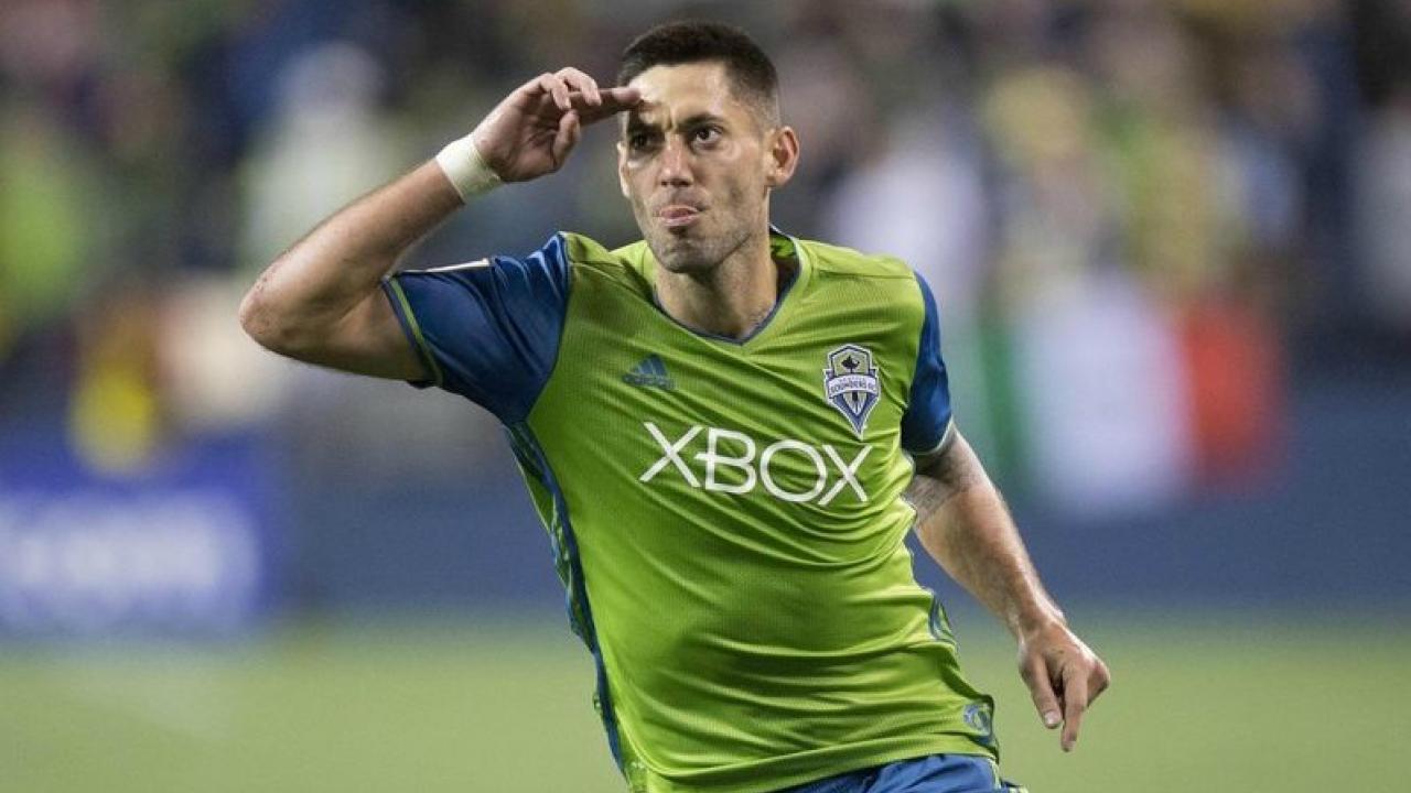 Clint Dempsey salutes the crowd as he scores for the Seattle Sounders. Clint Dempsey salutes the crowd as he scores for the Seattle Sounders.
