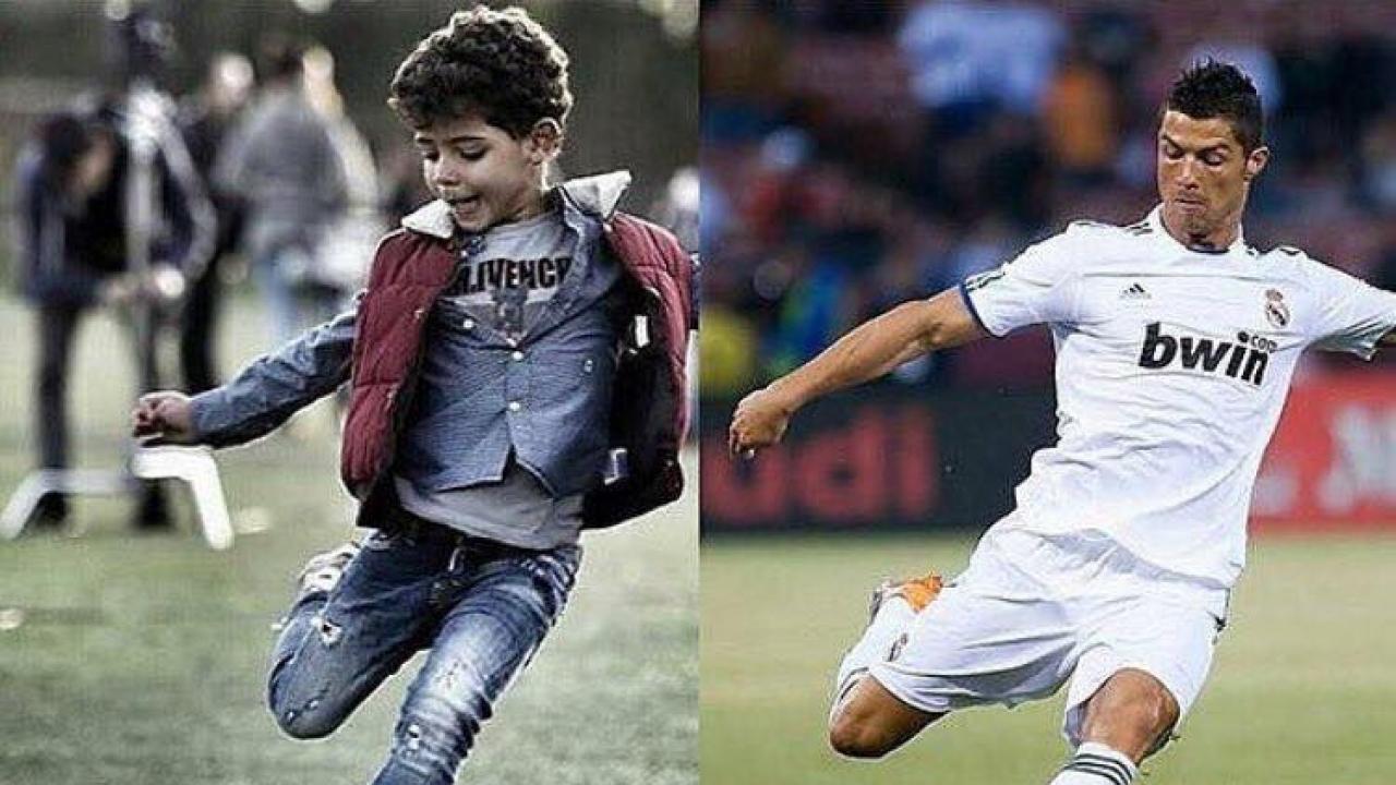 Image result for Cristiano ronaldo and ronaldo junior playing football