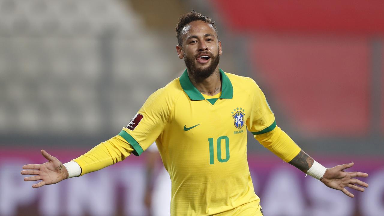 Neymar celebrates Brazil goal