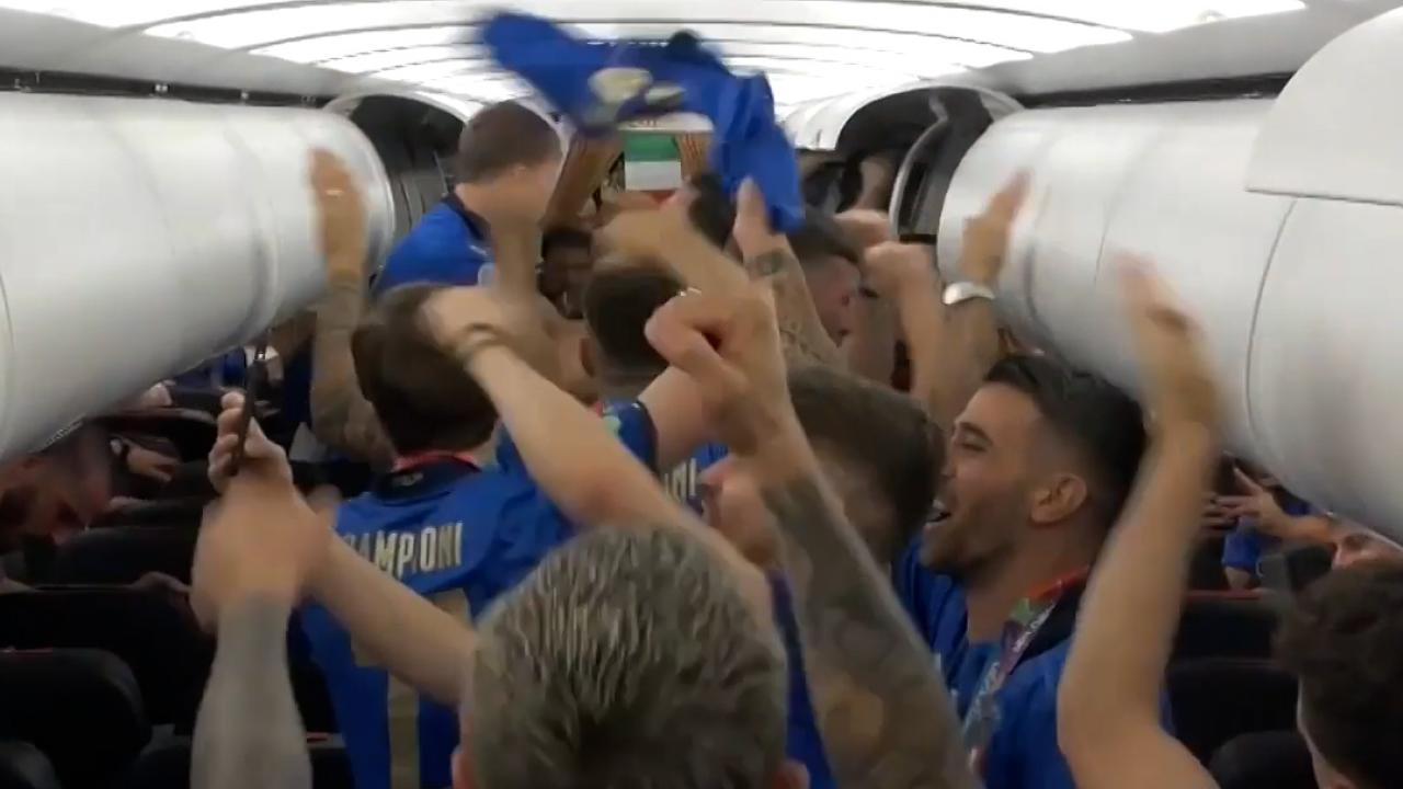 Italy Celebrates on Plane