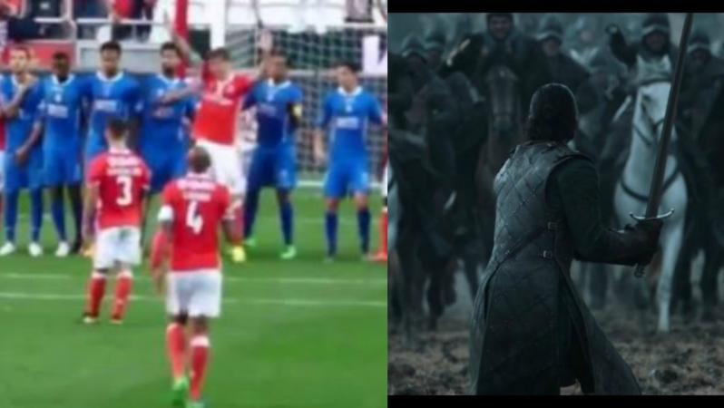 Luisao attacks a nine-man wall.