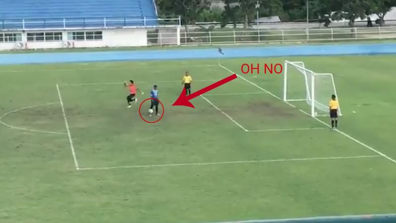 Goalkeeper celebration fail