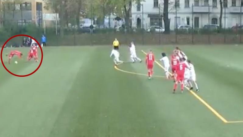 Hilarious free kick routine