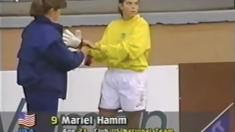 Mia Hamm Playing Goalie