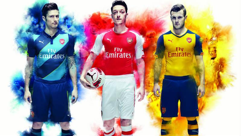 Arsenal's home, away and 3rd kit designs, by Puma