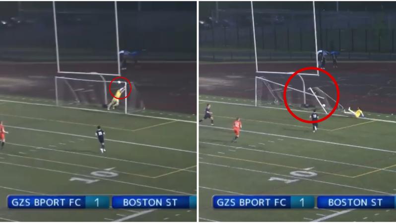UPSL goalie breaks goal after making free kick save