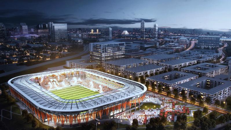 A rendering of the Sacramento Republic FC stadium, should the MLS expansion move forward