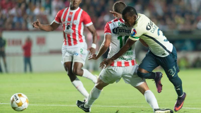 America and Necaxa draw 1-1 in the first leg.