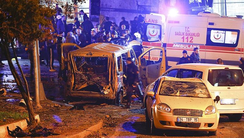 The aftermath of Besiktas bomb explosions near Vodafone Arena in Istanbul, Turkey