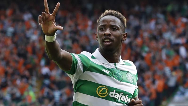 Moussa Dembele celebrates his 5th goal for Celtic versus Rangers