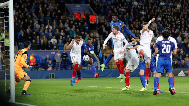 Wes Morgan goal vs Sevilla 
