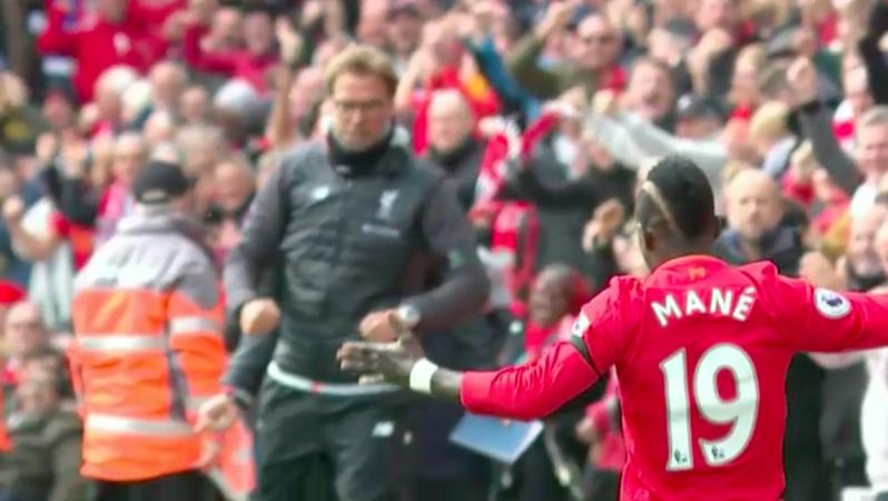 Sadio Mane and Jurgen Klopp