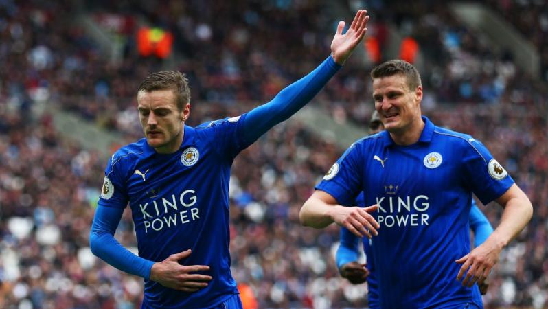 Jamie Vardy and Robert Huth