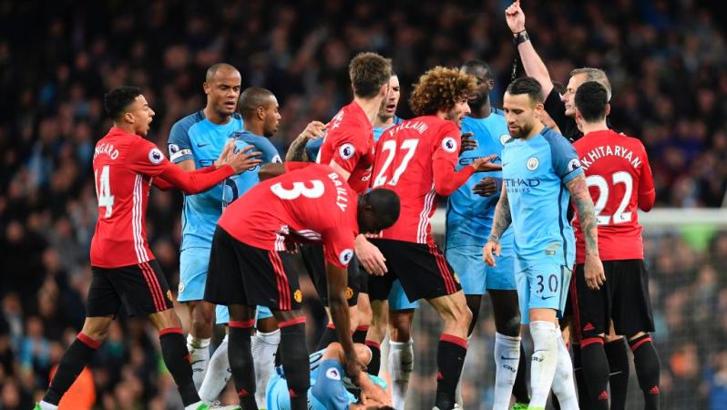 Marouane Fellaini sees red