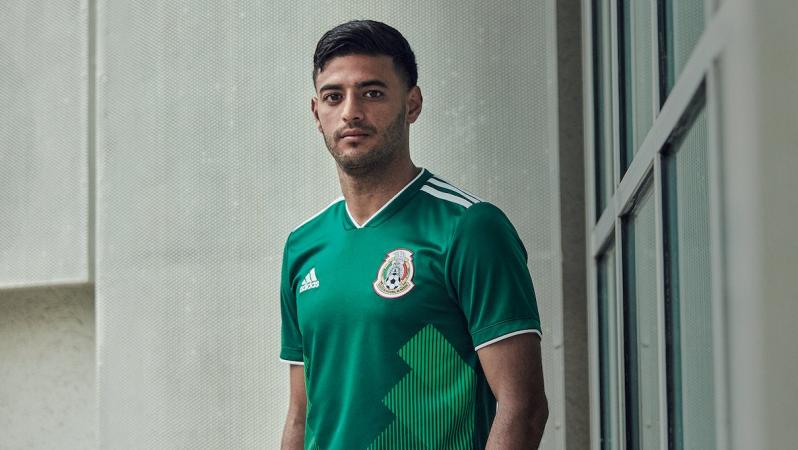 Mexico World Cup kit worn by Carlos Vela