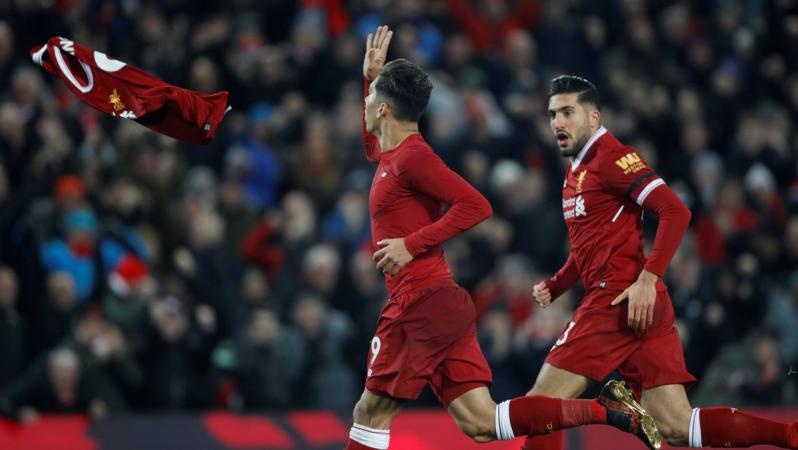 Roberto Firmino celebration Liverpool-Manchester City