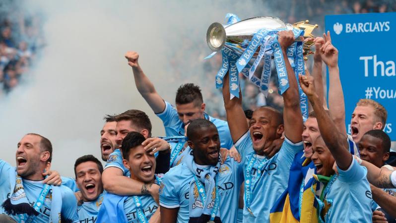 City players celebrate. Manchester City records this season will be an impressive.