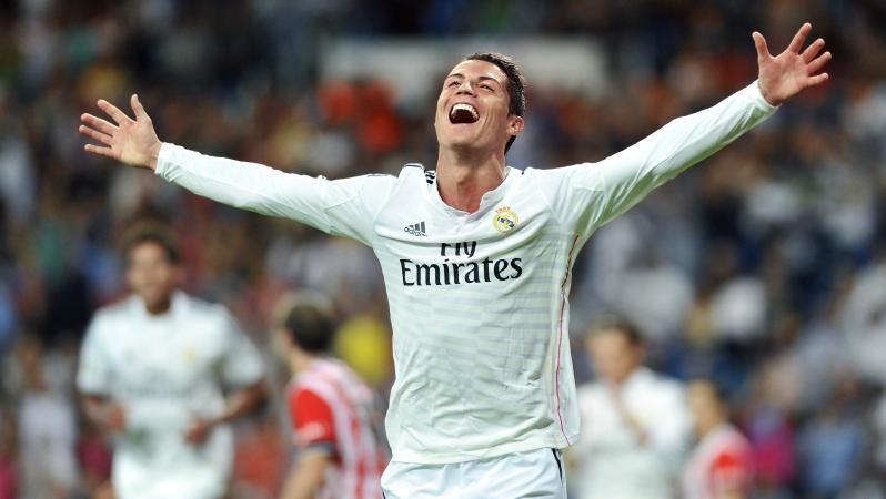 Ronaldo celebrates. Liverpool lost based largely on Loris Karius mistakes.