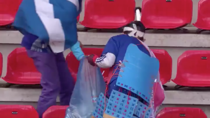 Japan Fans Clean Stadium