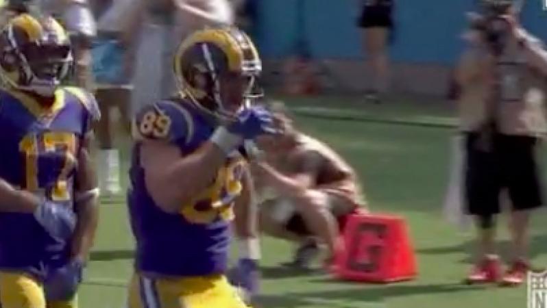 Tyler Higbee celebration