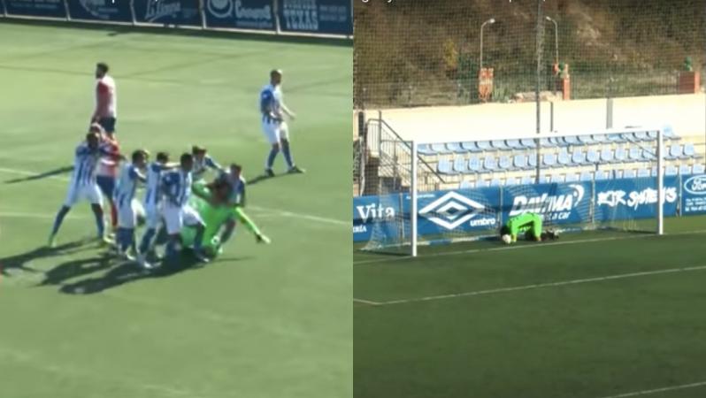 Keeper scores equalizer but then gets lobbed.