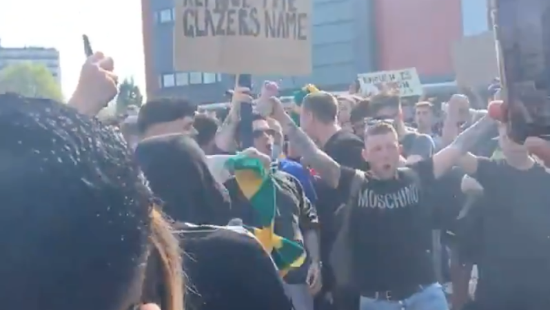 Man Utd Fans Burn American Flag