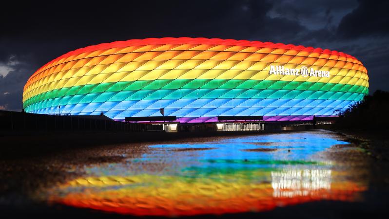Allianz Arena Lights In Rainbow Colors