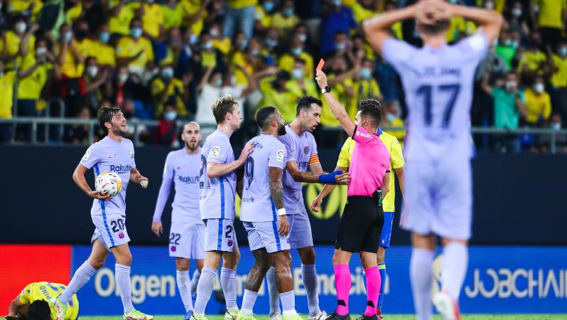 Sergio Busquets Kicks Ball At Opponent