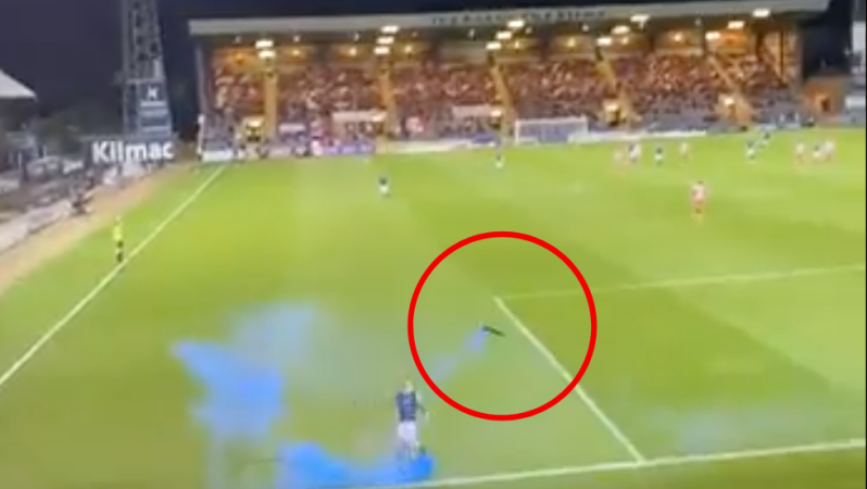 Scottish Footballer Kicks Flare At Fans