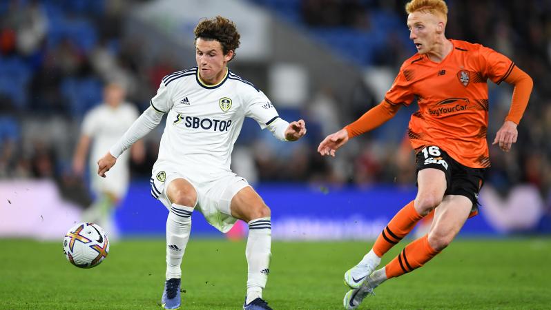 Brenden Aaronson controls the ball during a preseason game against the Brisbane Roar (Albert Perez | Getty Images)