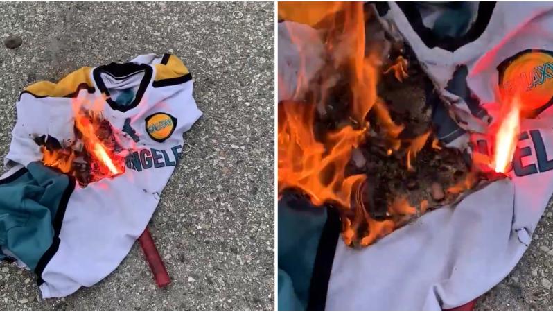 Former LA Galaxy fan turned LAFC fan burns jersey
