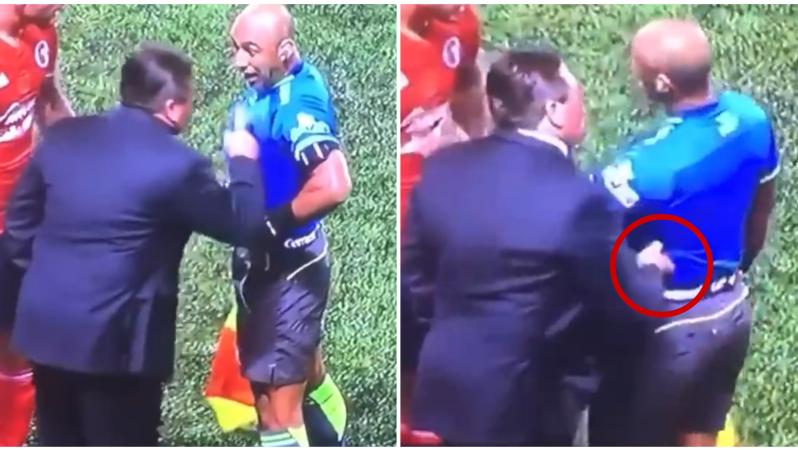 Piojo Herrera pellizca a árbitro