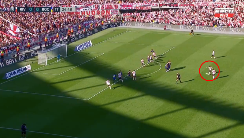 Mastantuono free kick vs. Boca Juniors