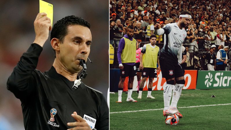 Brazil yellow card for standing on ball