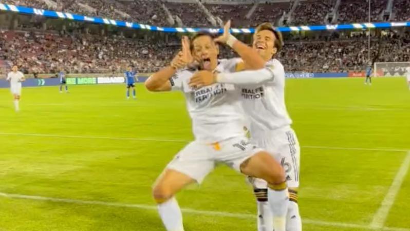 Chicharito scores a brace in response to a clown-inspired tifo