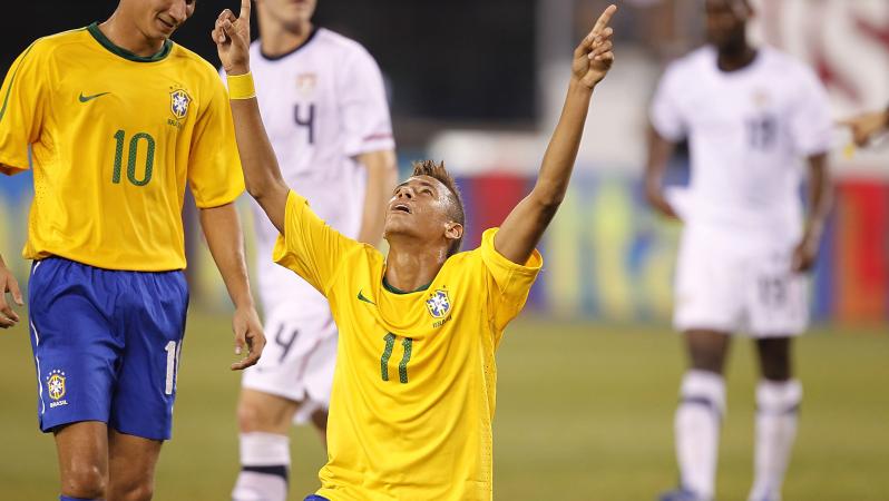 Neymar first Brazil goal