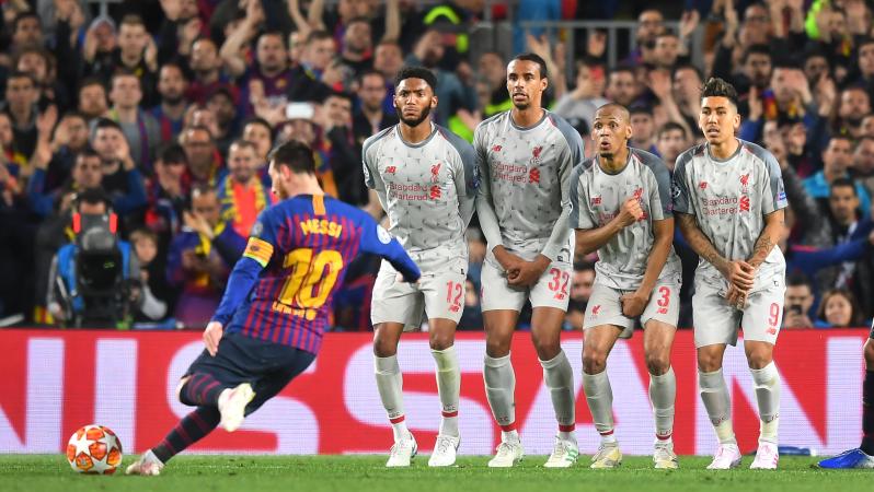 lionel messi free kick liverpool 
